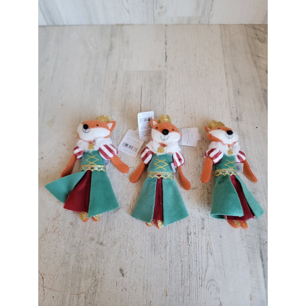 Wonder shop unique fox princess royalty plush ornament Xmas set
